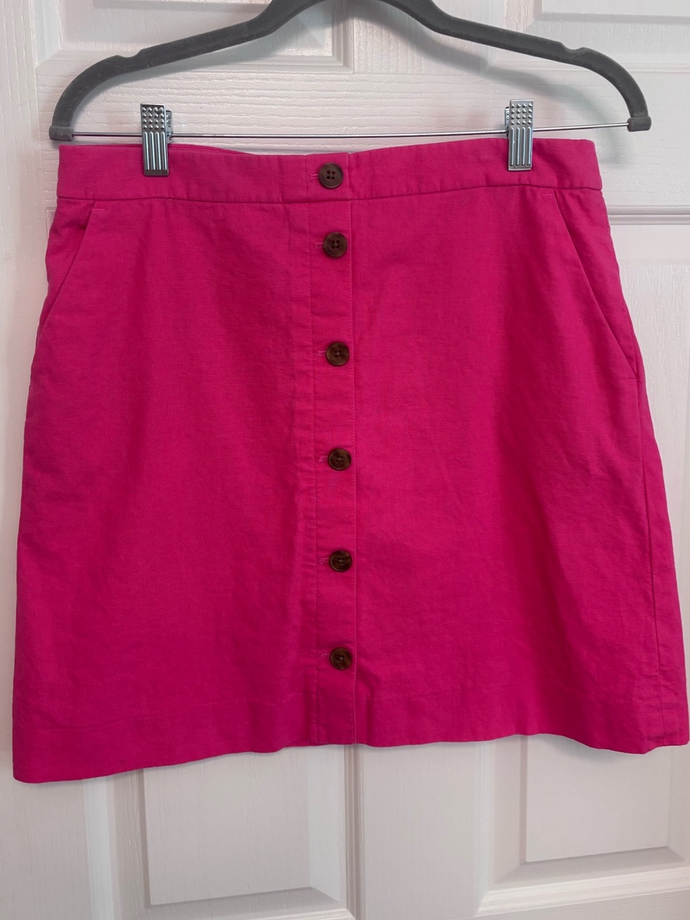 J. Crew Bright Fuchsia Button-Front Mini Skirt